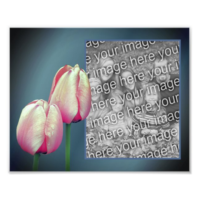 Pink Tulip Flowers Frame Create Your Own 8x10 Photo Print (Front)