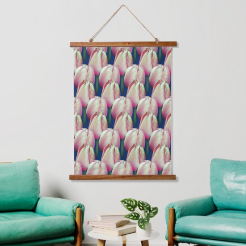 Pink Tulip Flowers Hanging Tapestry