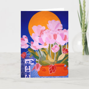 Pink Tulip Flowers Holiday Card