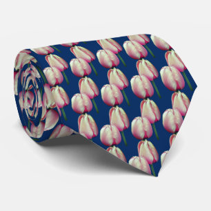 Pink Tulip Flowers Neck Tie