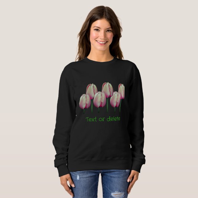 Pink Tulip Flowers Personalized  Sweatshirt (Front Full)