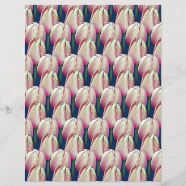 Pink Tulip Flowers Scrapbook Paper (Front)