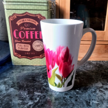 Pink Tulip Flowers Spring Season  Latte Mug by Susang6 at Zazzle