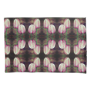 Pink Tulip Flowers With Raindrops Pattern Pillow Case