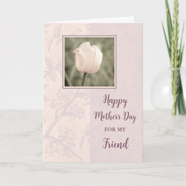Pink Tulip Friend Happy Mother's Day Card (Front)