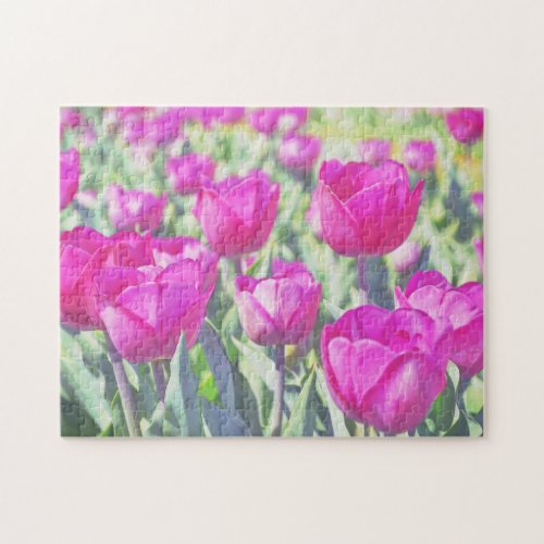 Pink Tulip Garden Art Flower Puzzle