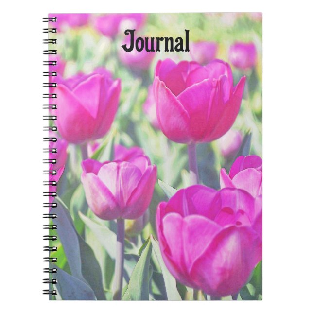 Pink Tulip Garden Art Journal Notebook (Front)