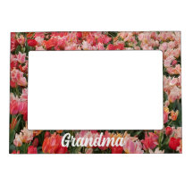 Pink Tulip Garden Grandma Magnetic Photo Frame