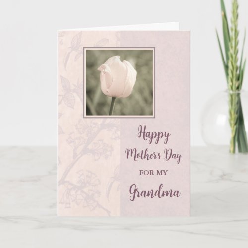 Pink Tulip Grandma Happy Mothers Day Card