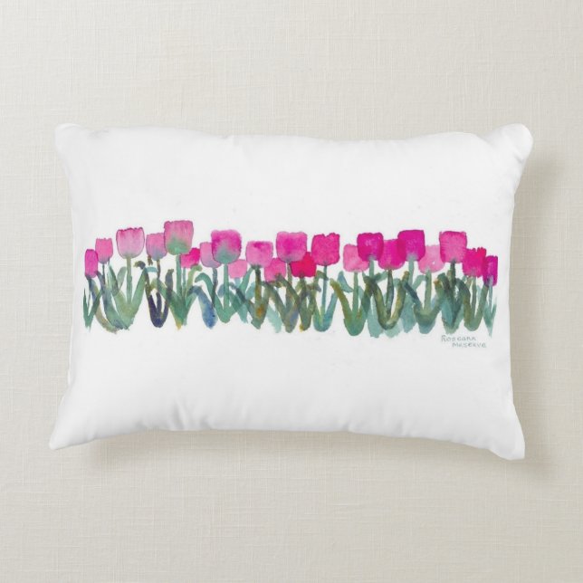 Pink Tulip Grove Accent Pillow (Back)