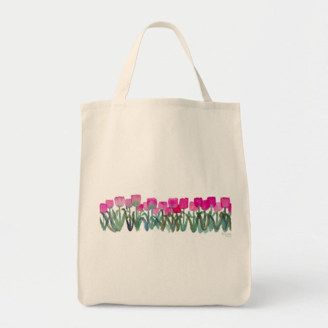 Pink Tulip Grove Tote Bag (Front)