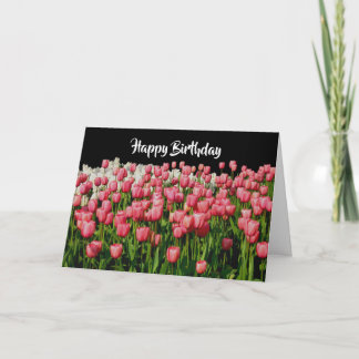 Pink Tulip Happy Birthday Card