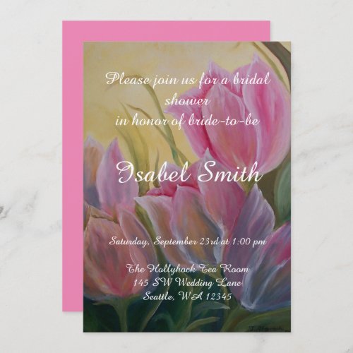 Pink tulip invitation