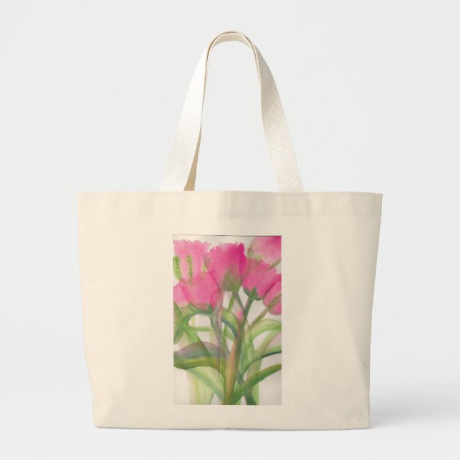 Pink Tulip Jumbo Tote Bag (Front)
