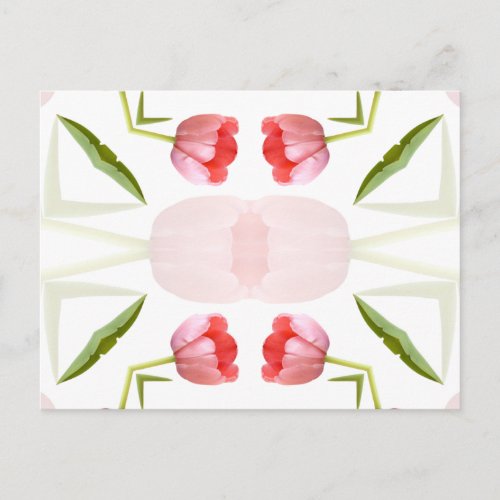 Pink Tulip Kaleidoscope Pattern Postcard
