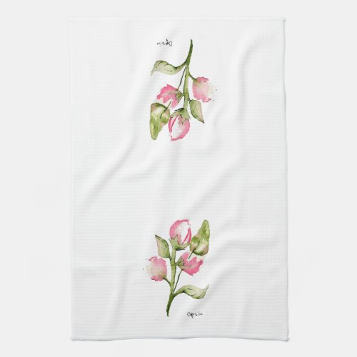 Pink Tulip Kitchen Towel or Casual Dinner Napkin