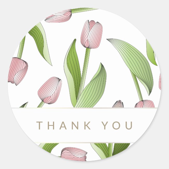Pink Tulip Modern Chic Floral Pattern Thank You