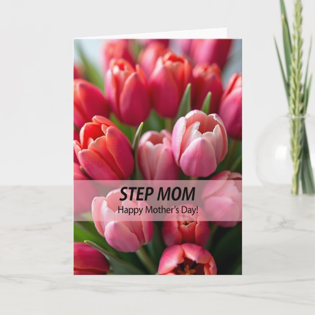 Pink Tulip Moms Day Love Card (Front)