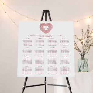 Pink tulip monogram wedding 16 table seating foam board