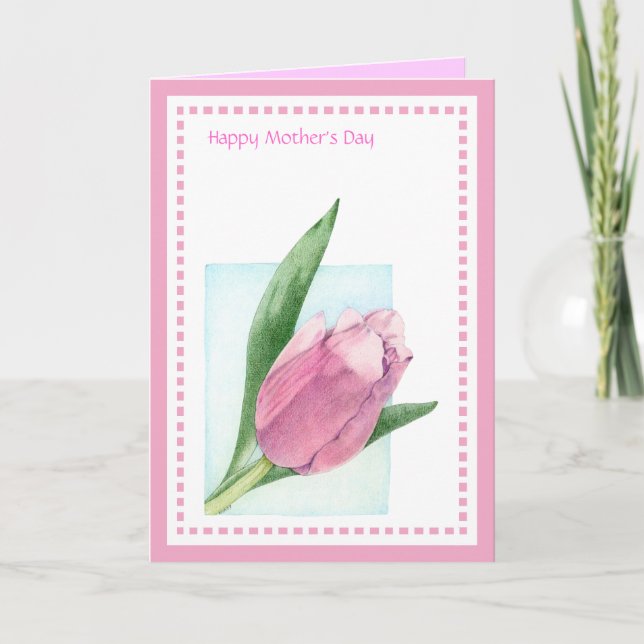Pink Tulip Mother's Day Card (Front)