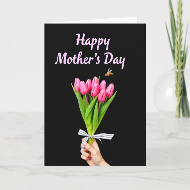 Pink Tulip Mothers Day Scene Card (Front)