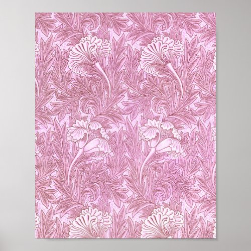 Pink Tulip Pattern By William Morris Poster
