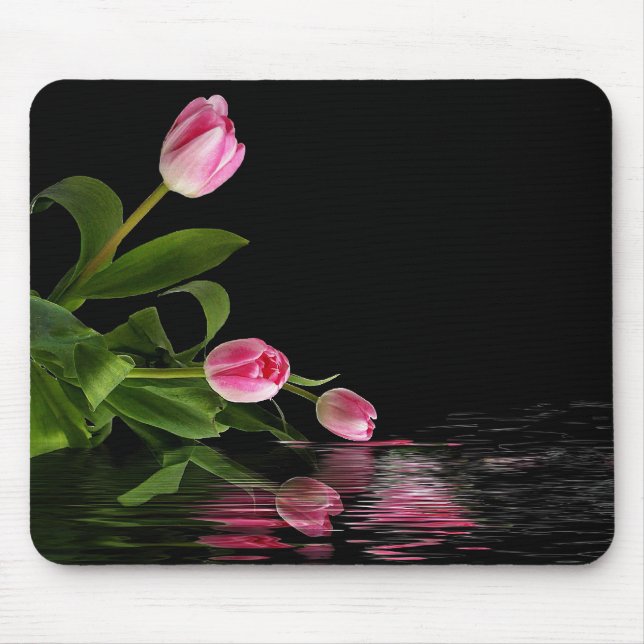 Pink Tulip reflection in water Mouse Pad (Front)