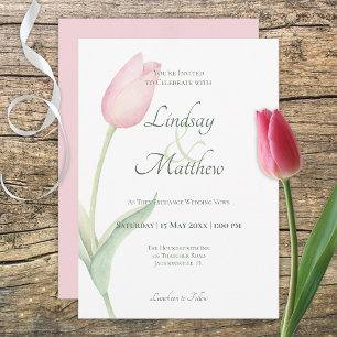 Pink Tulip Solo Wedding Invitation