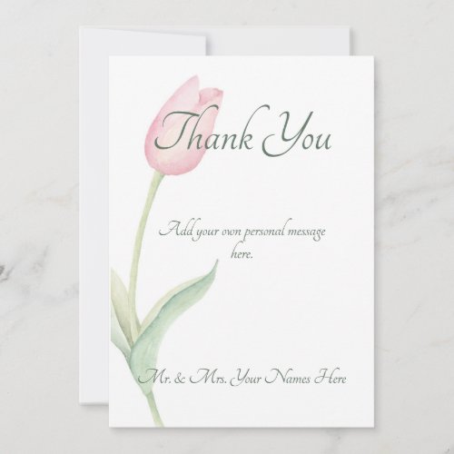 Pink Tulip Solo Wedding Thank You Card