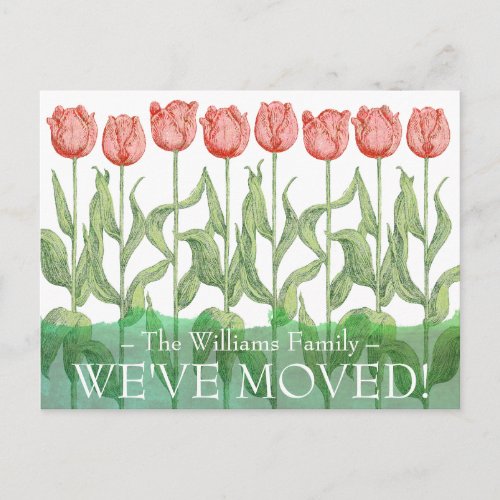 Pink Tulip Spring Flower Floral Moving Postcard