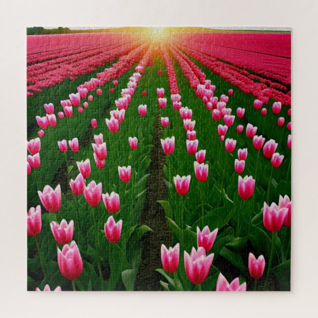 Pink Tulip Sunset Oil Paint, Jigsaw Puzzle (Vertical)