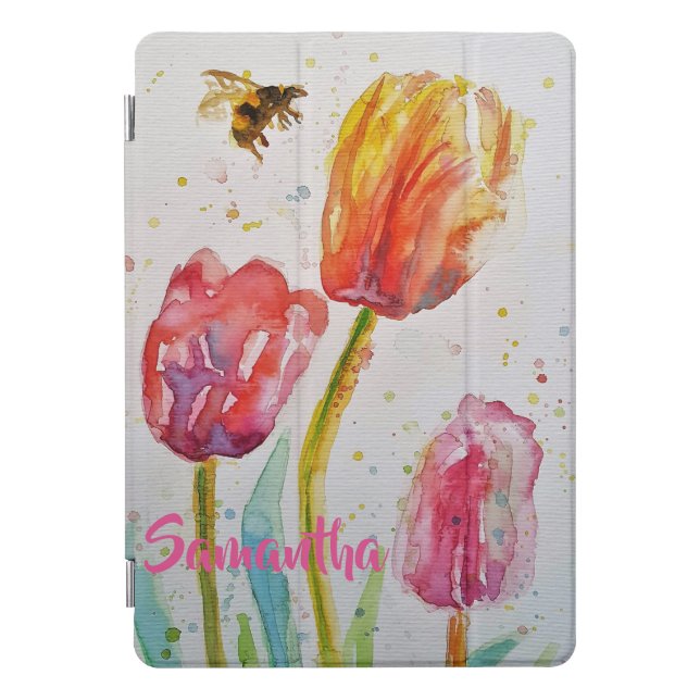Pink Tulip Tulips Floral Flowers iPad Pro Cover (Front)