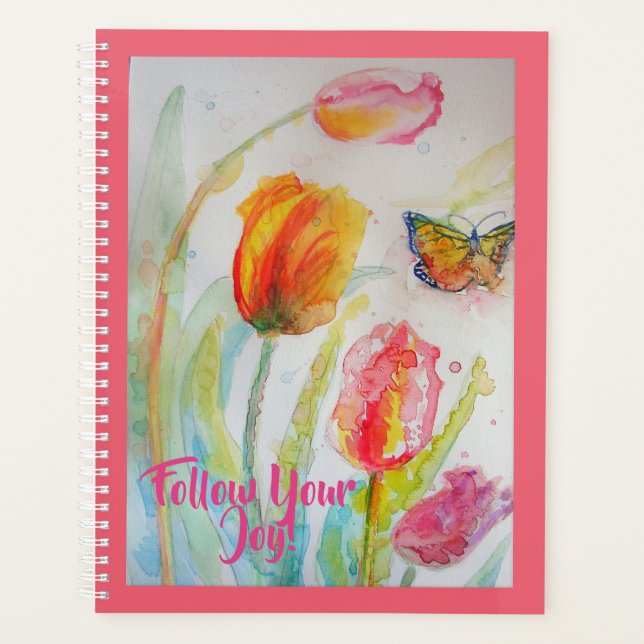 Pink Tulip Tulips Floral Flowers Notebook (Front)