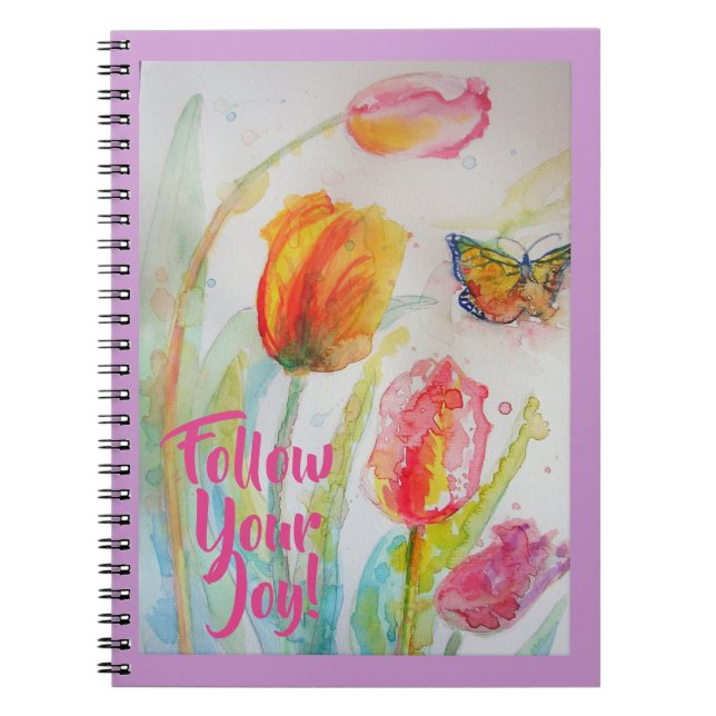 Pink Tulip Tulips Floral Flowers Notebook (Front)