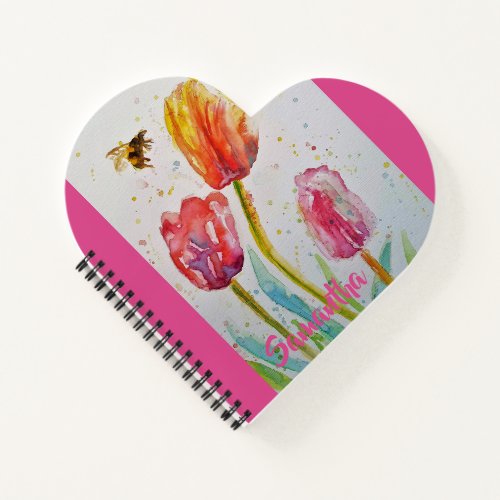 Pink Tulip Tulips Floral Flowers Notebook