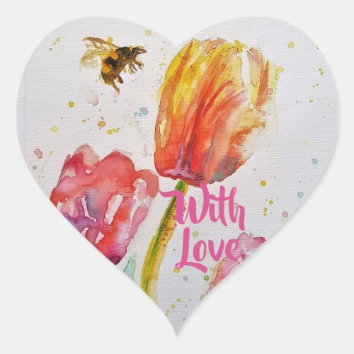 Pink Tulip Tulips Floral Flowers Notebook Heart Sticker