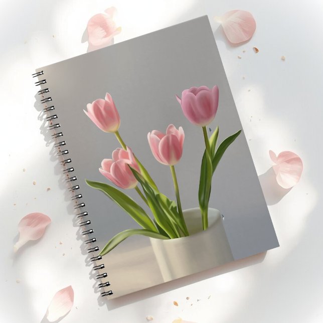 Pink Tulip Vase Realism Painting Notebook (Creator Uploaded)