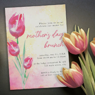 Pink Tulip Watercolor Mother's Day Brunch Invitation