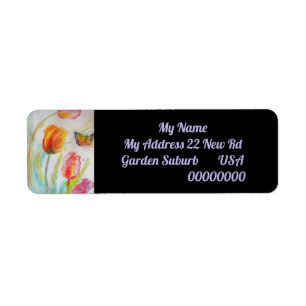 Pink Tulip Watercolour Return Address Labels