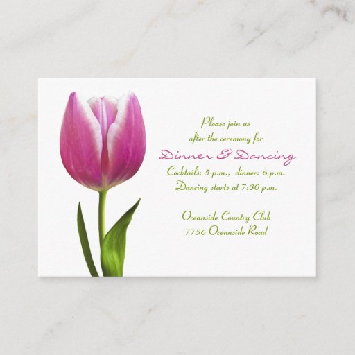 Customizable Pink Tulip Wedding Reception Card Business Cards