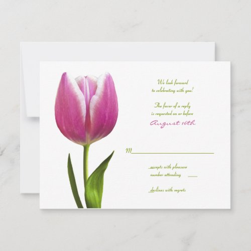Pink Tulip Wedding Reply Card Custom Invites