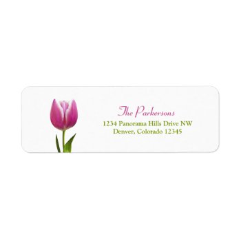 Pink Tulip Wedding Return Address Labels by wasootch at Zazzle