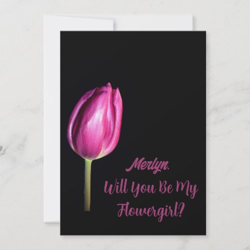 Pink Tulip Will You Be My Flowergirl Wedding Invitation