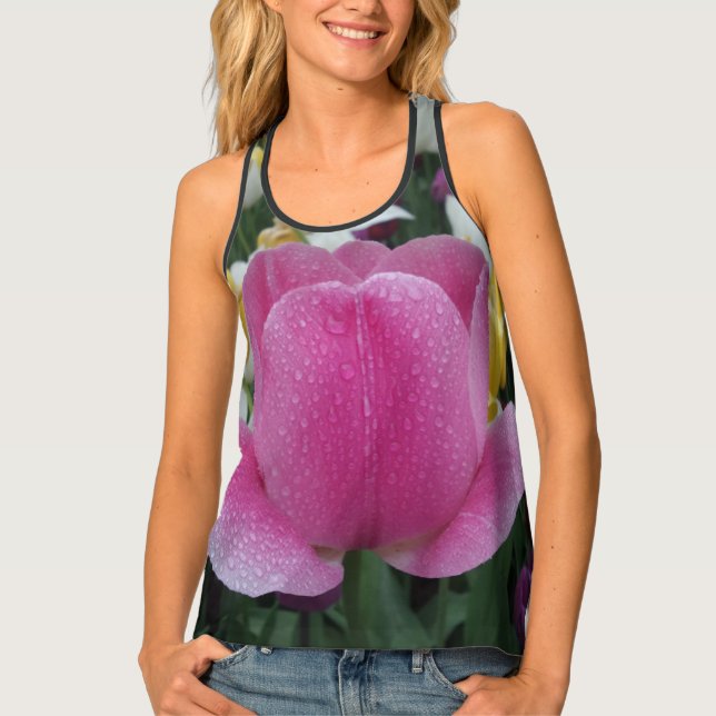 Pink Tulip Women's Racerback Tank Top (Front)