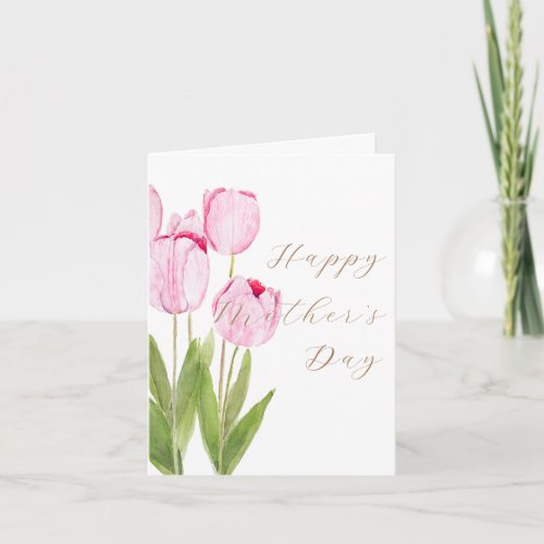 Pink tulips 2 Mothers Day  Card