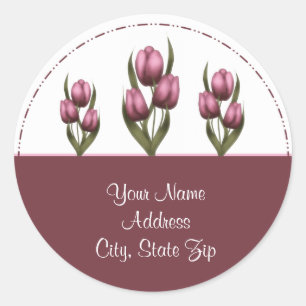 Pink Tulips Address Stickers