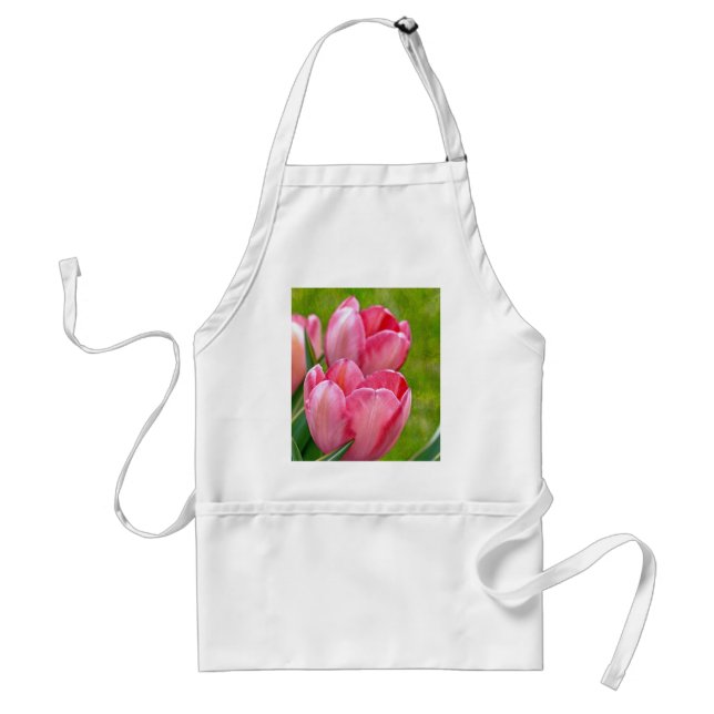 Pink Tulips Adult Apron (Front)