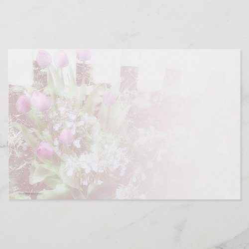 Pink Tulips and Fence Light Stationery