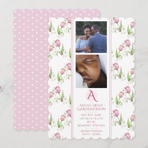 Pink Tulips Baby Girl  Announcement