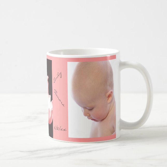 Pink Tulips BABY GIRL Personalized Photo Mug (Right)
